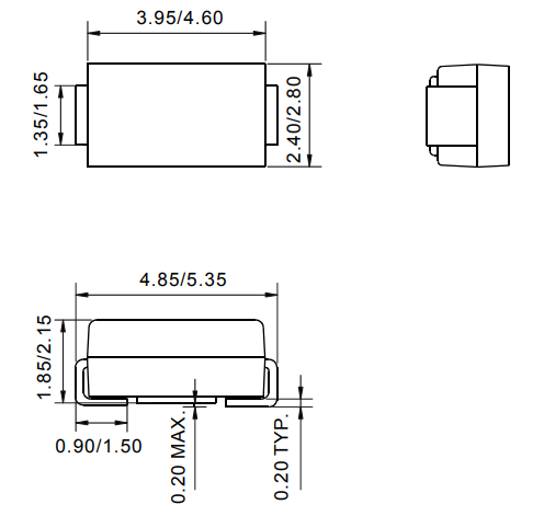 Диод выпрямителя тока 1N5819 барьера 1 AMP 40V Schottky в пакете SS14 DO-214AC SMA 4 SMD